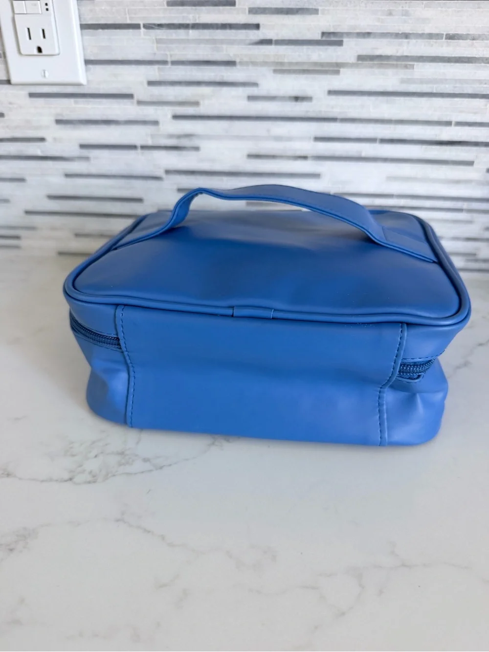 Blue Cosmetic Travel makeup bag Case with Tassel Zippers